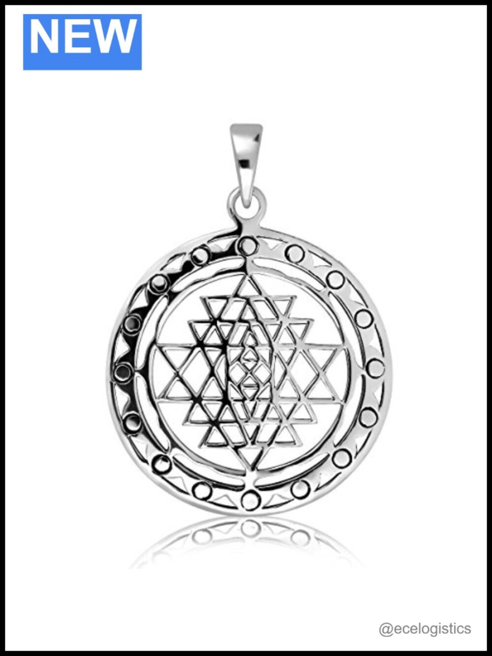 925 Sterling Silver Sri Yantra Talisman Pendant